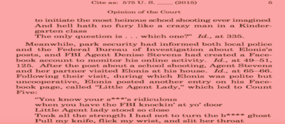 A little background from the court opinion, highlighting Elonis' 'art.'