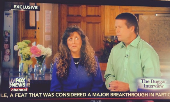 Michelle Duggar struggles to remember just which offensive thing it was that she was supposed to say about transgender people.